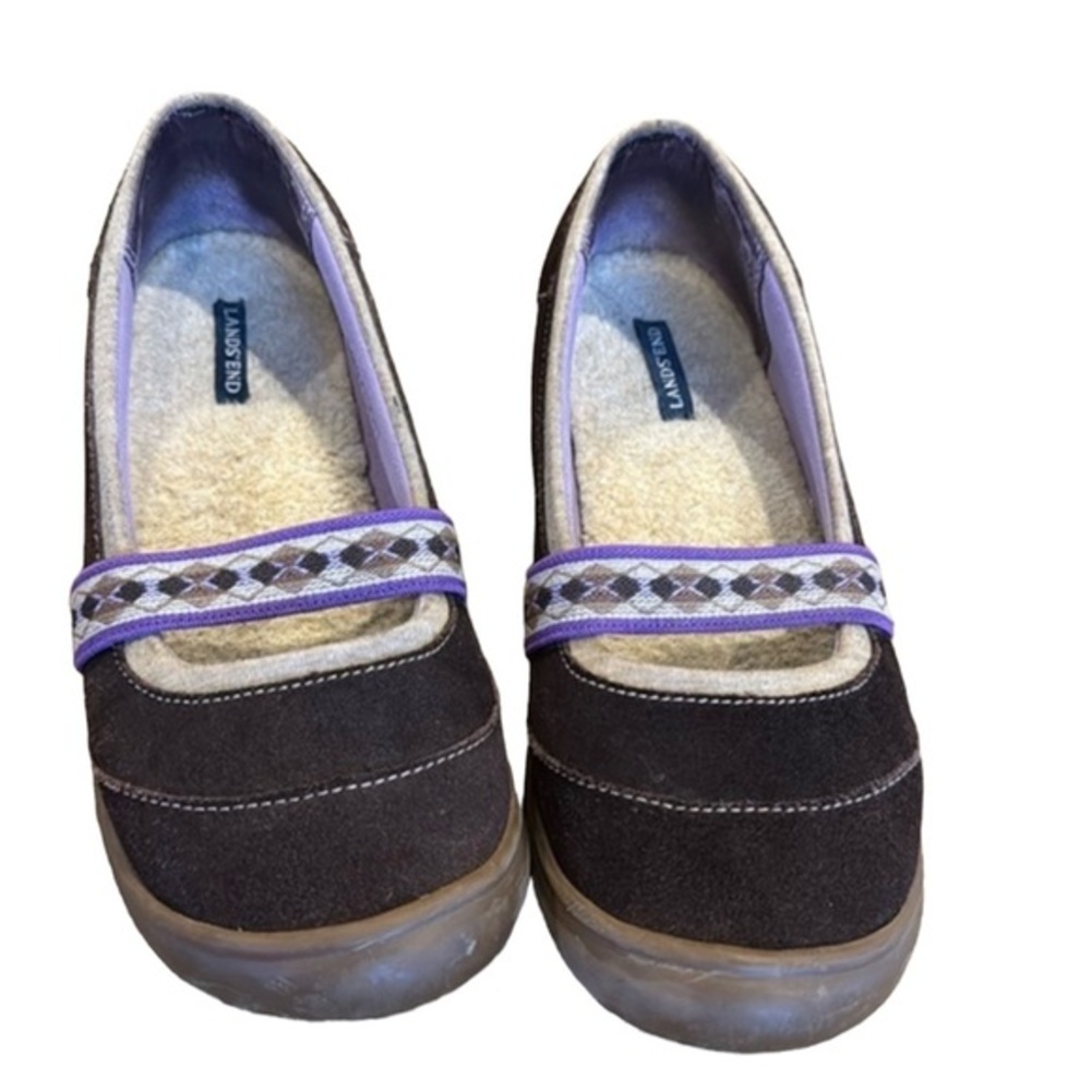 LANDS’END Slip On Sandals Brown/Purple Size 6 1/2B